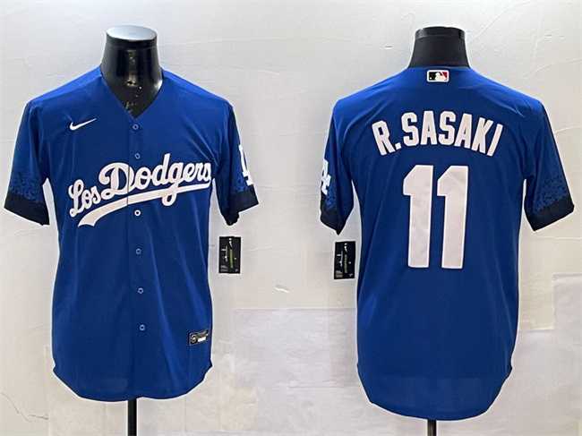Men%27s Los Angeles Dodgers #11 Roki Sasaki Royal City Connect Cool Base Stitched Jersey->los angeles dodgers->MLB Jersey